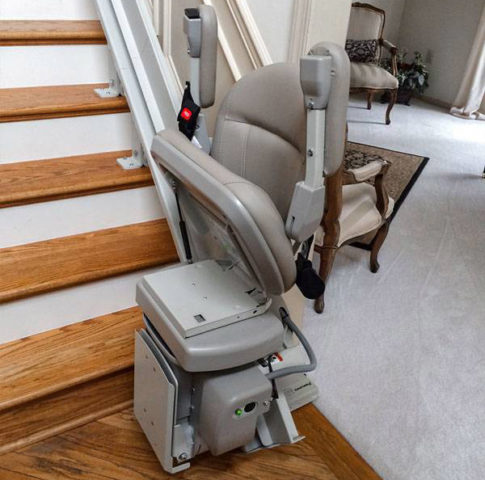 a folded grey chair as a part of a Stairlift Repair in Herndon, VA