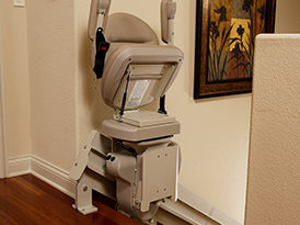 Stairlift installed in Northern VA with powered folding seat