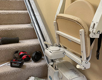 A Stairlift Being Repaired at a Manassas, Virginia Home