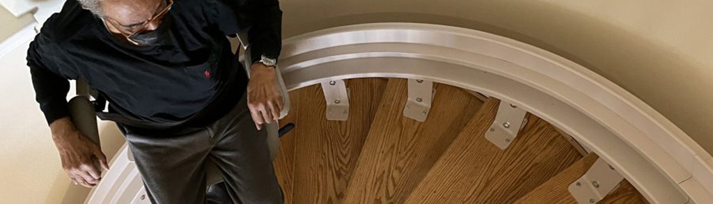 Man on Stairlift After Stairlift Installation in Reisterstown, MD